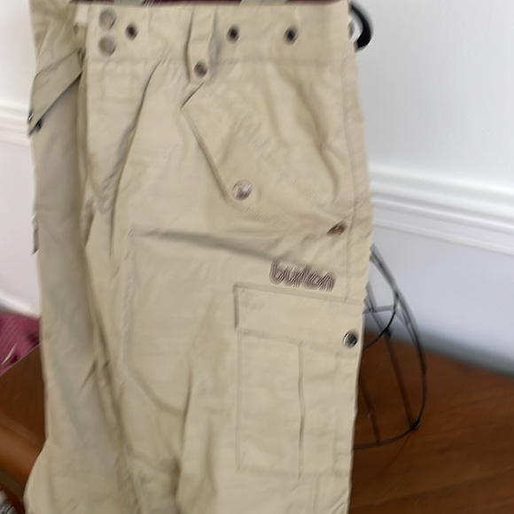 Burton ski:snowboard pants, size L, women’s, tan/purple w polka dot suspenders - Picture 2 of 9